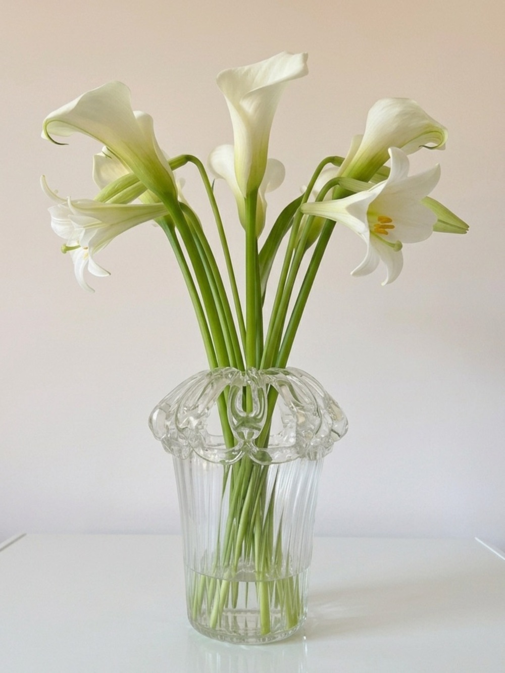 Antique Victorian Hand-Blown Glass Flower Frog Vase Bride's Basket 19th Century